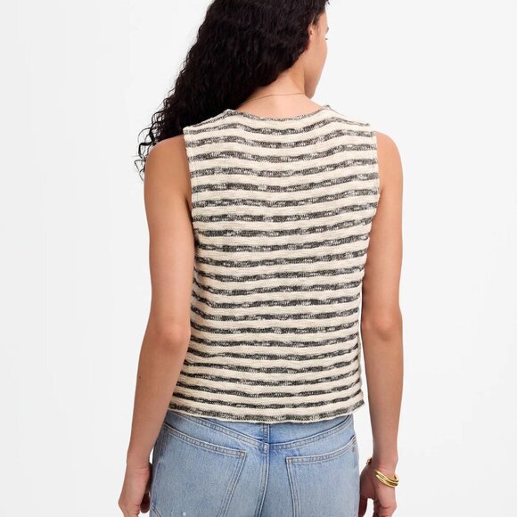 Madewell Crewneck Button Front Sweater Vest Stripe Size XS NWT - Picture 2 of 9